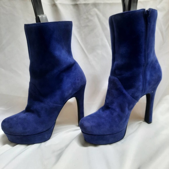 Jessica Simpson Sexy Purplish Blue Suede Exotic Dancer High Heel Platforms 9 - Picture 3 of 7